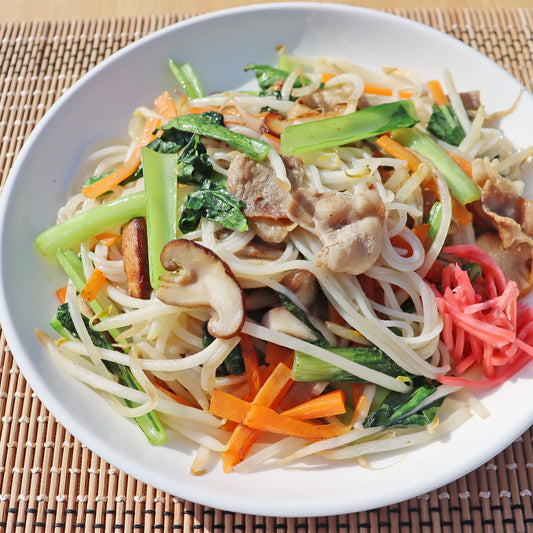 無印良品「青菜炒めの素」と「お米で作ったパスタ」でグルテンフリー塩焼きそば