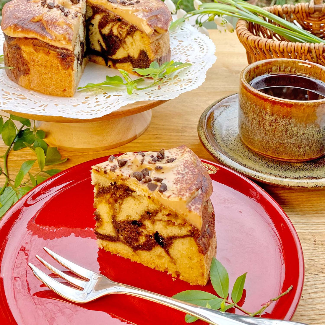 卵不使用・乳製品不使用！コーヒーマーブルのケーキ