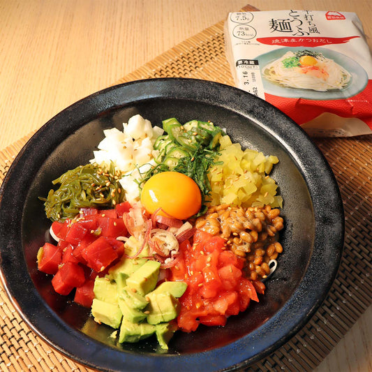 【低糖質レシピ】町田食品「平打ち風とうふ麺 焼津産鰹だしつゆ」でスタミナとうふ麺